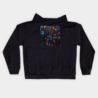 Cyber Circuit Cityscape Kids Hoodie